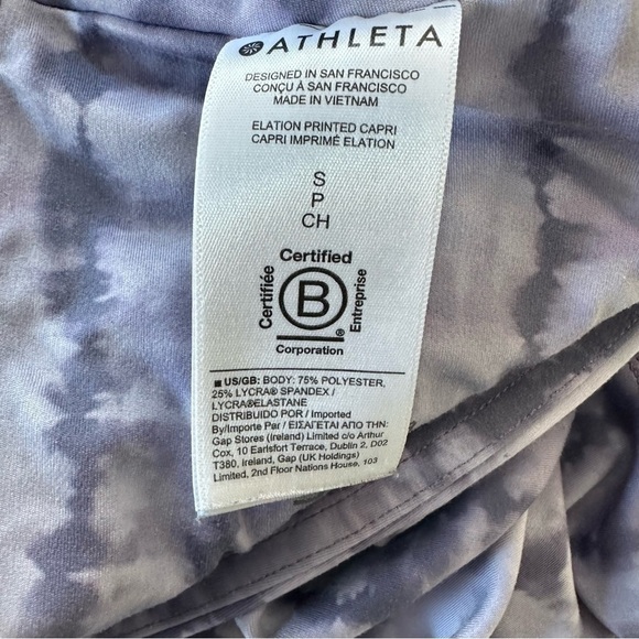 Athleta Elation Printed Capri Purple Tie Dye Womens Small High Rise - Picture 5 of 7